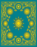 Golden Sunburst Floral Framed Rug