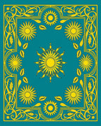 Golden Sunburst Floral Framed Rug