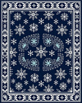 Dark Blue Snowflake Winter Mandala Rug