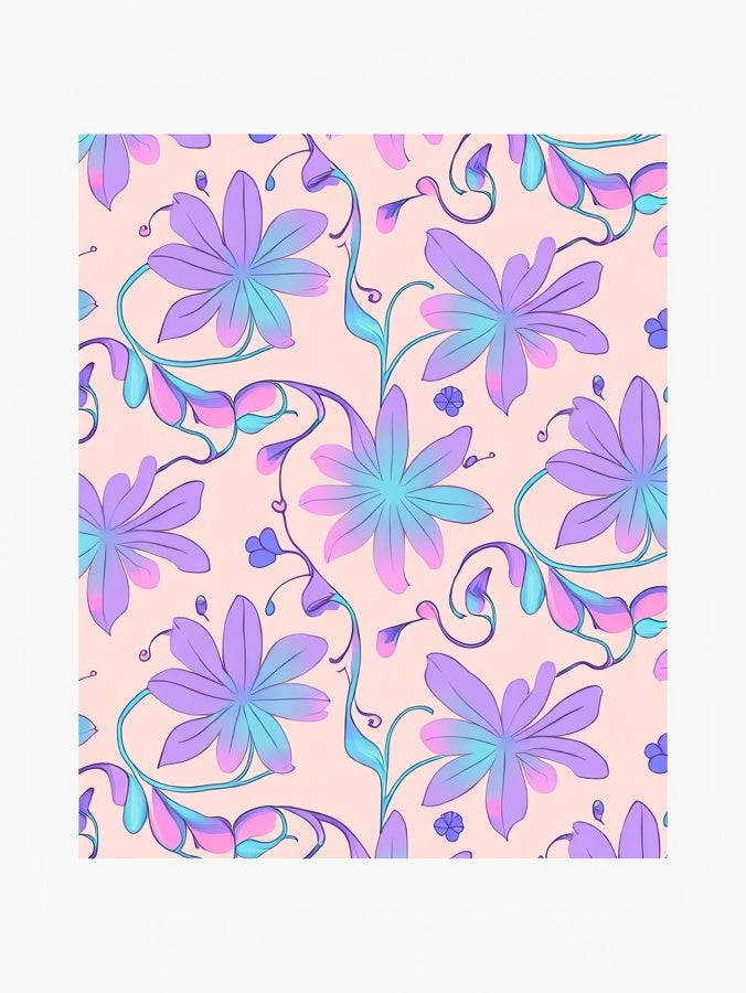 Pastel Floral Vine Pattern Rug