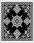 Black White Ornate Floral Mandala Rug