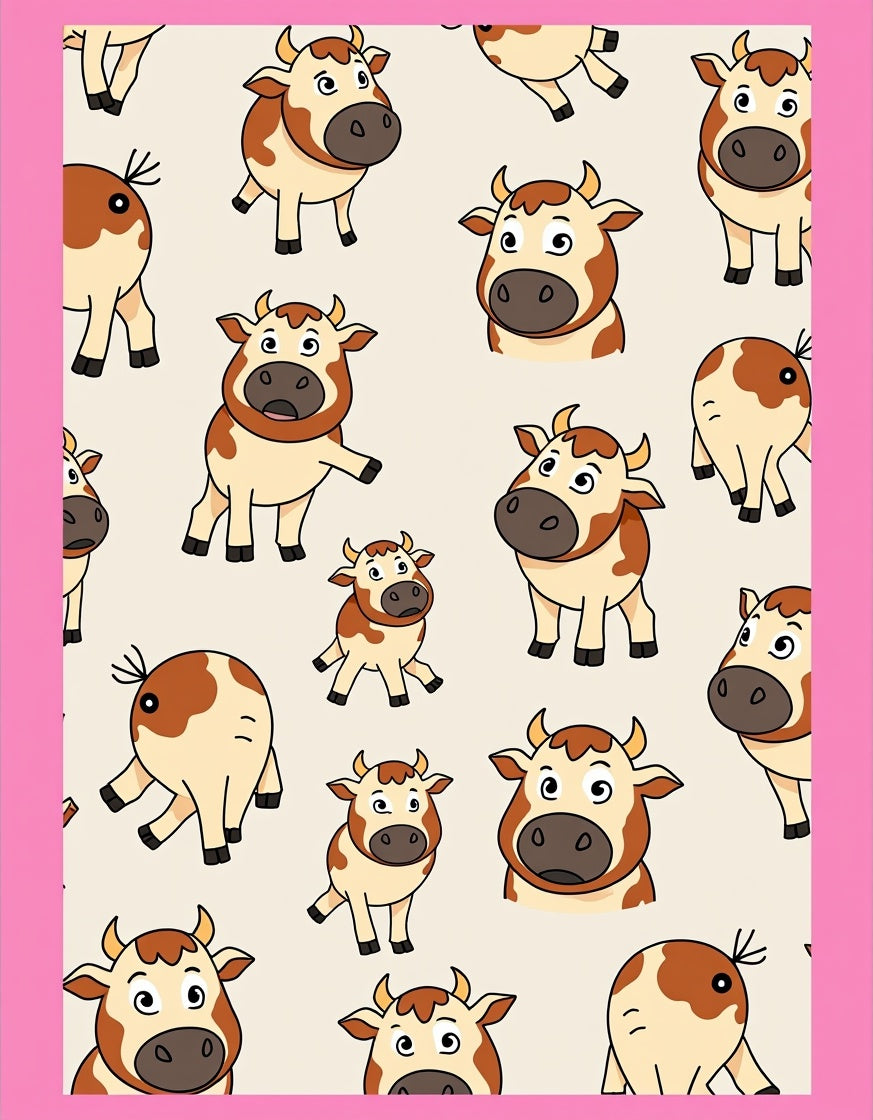Cute Cartoon Cow Farmyard Fun Rug