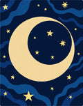 Celestial Moon and Star Pattern Rug