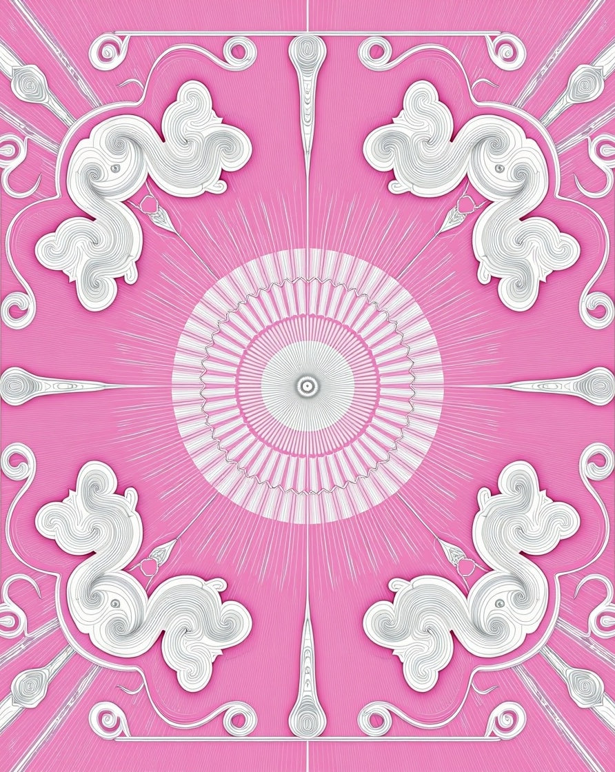 Pink Swirls Mandala Pattern Design Rug