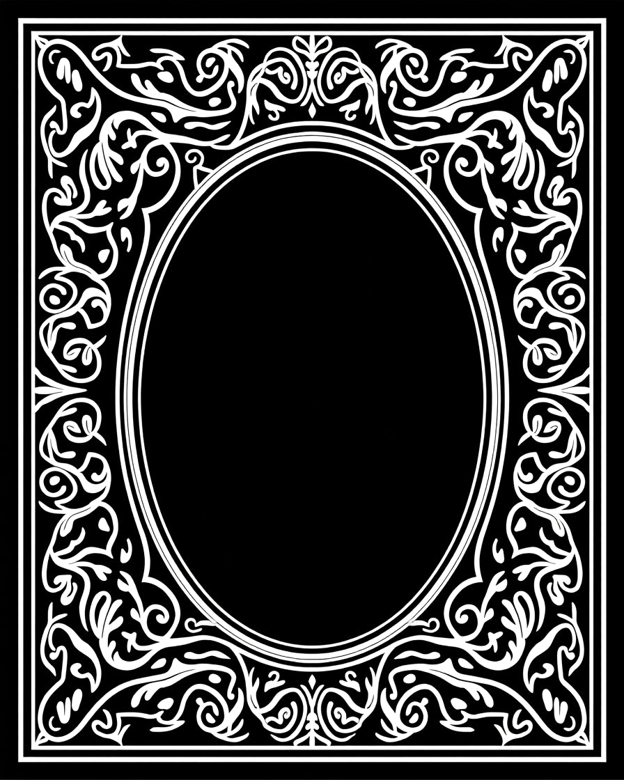 Ornate Black White Floral Scroll Rug