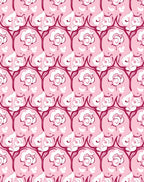 Pink Floral and Leaf Art Nouveau Rug