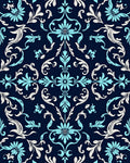 Damask Floral Scrollwork Pattern Rug