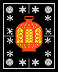 Red and Yellow Lantern Snowflake Frame Rug