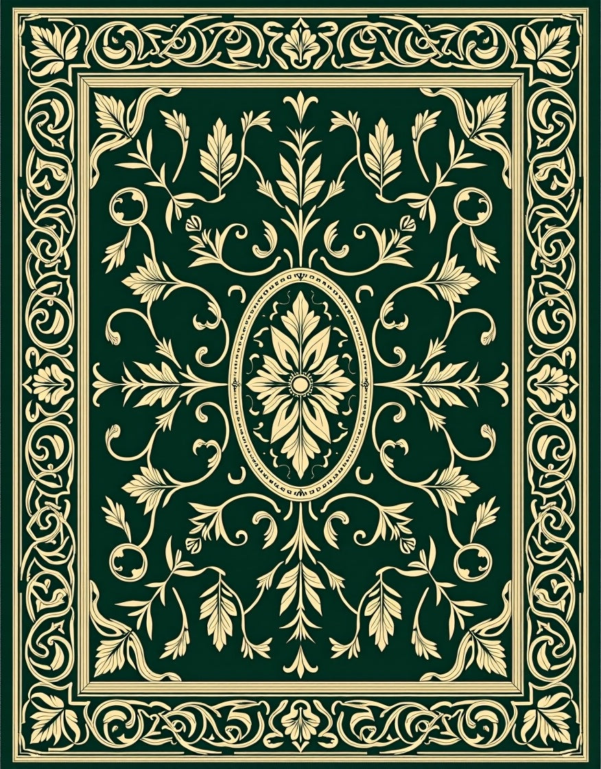 Ornate Floral Scroll Motif Rug