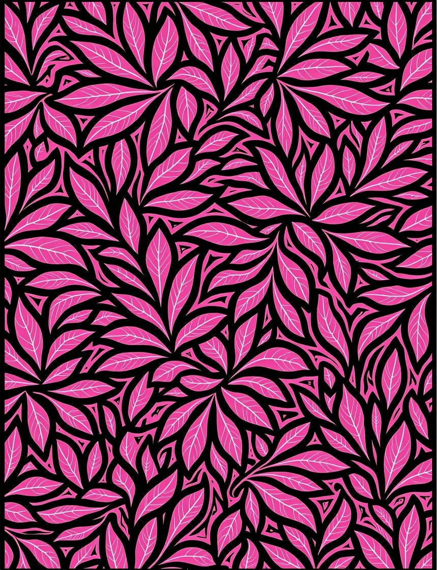 Abstract Pink Leaf Pattern Rug