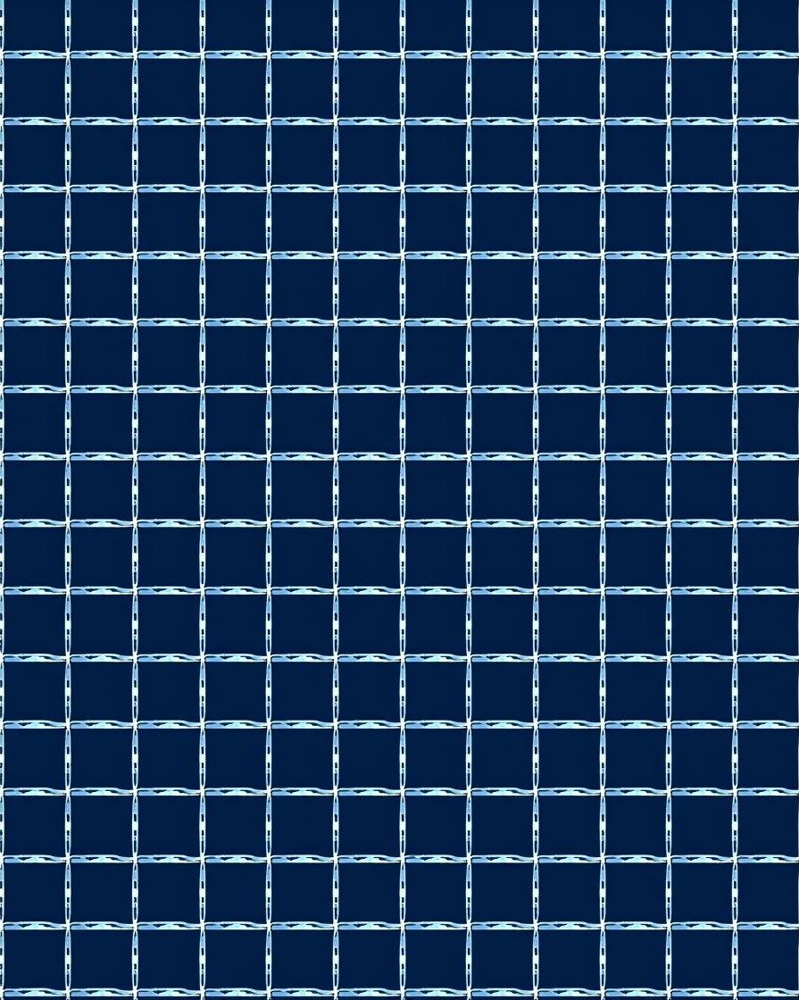 Deep Blue Grid Pattern Rug