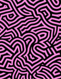 Pink Black Abstract Maze Pattern Rug