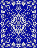 Bold Blue Floral Swirl Design Rug