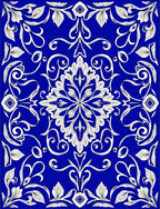 Bold Blue Floral Swirl Design Rug