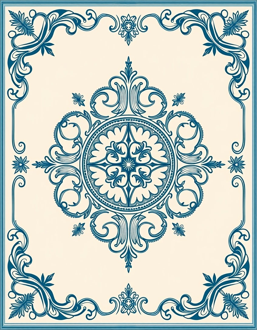 Ornate Floral Medallion Pattern Rug