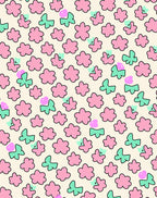 Playful Pink Teal Floral Pattern Rug