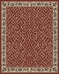 Ornate Cream Border Red Floral Pattern Rug