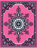 Ornate Pink Black Floral Mandala Rug