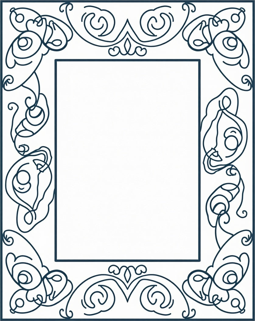 Elegant Abstract Scrollwork Border Design Rug