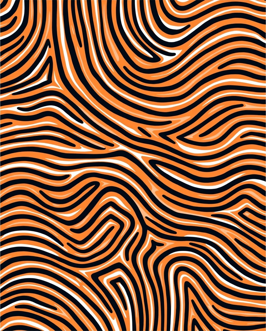 Bold Orange Black Swirl Pattern Rug