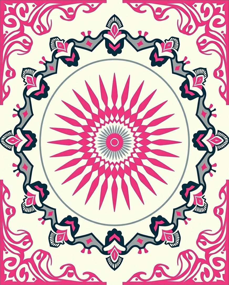 Floral Medallion Graphic Design Rug