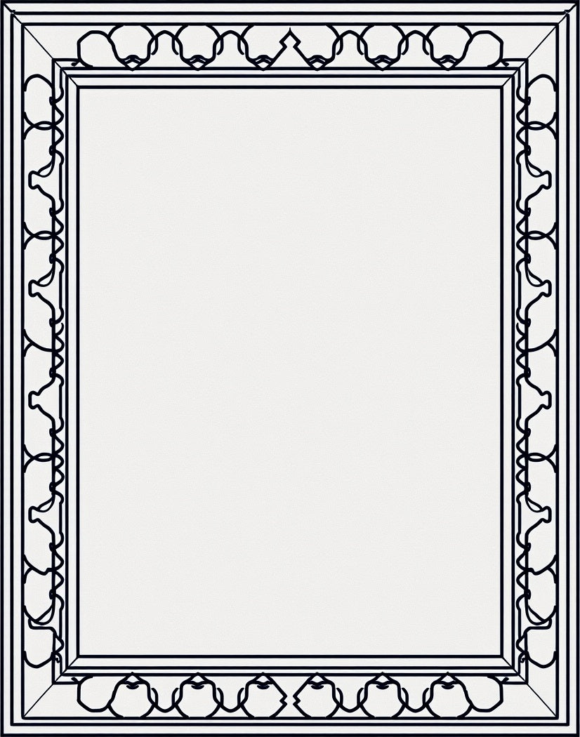 Ornate Black White Chain Pattern Rug