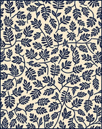 Navy Leafy Vine Pattern Rug