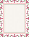 Pink Green Floral Swirl Border Rug