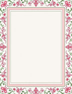 Pink Green Floral Swirl Border Rug
