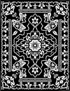 Ornate Floral Abstract Black and White Rug