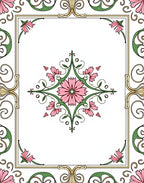 Elegant Floral Inlay Frame Design Rug