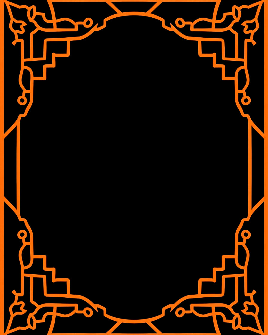 Orange Geometric Ornate Frame Rug