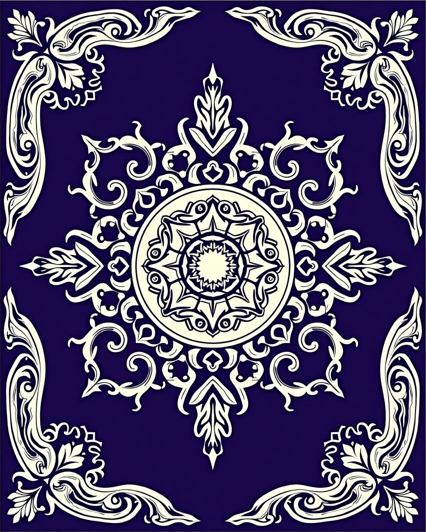 Ornate Floral Mandala Pattern Rug