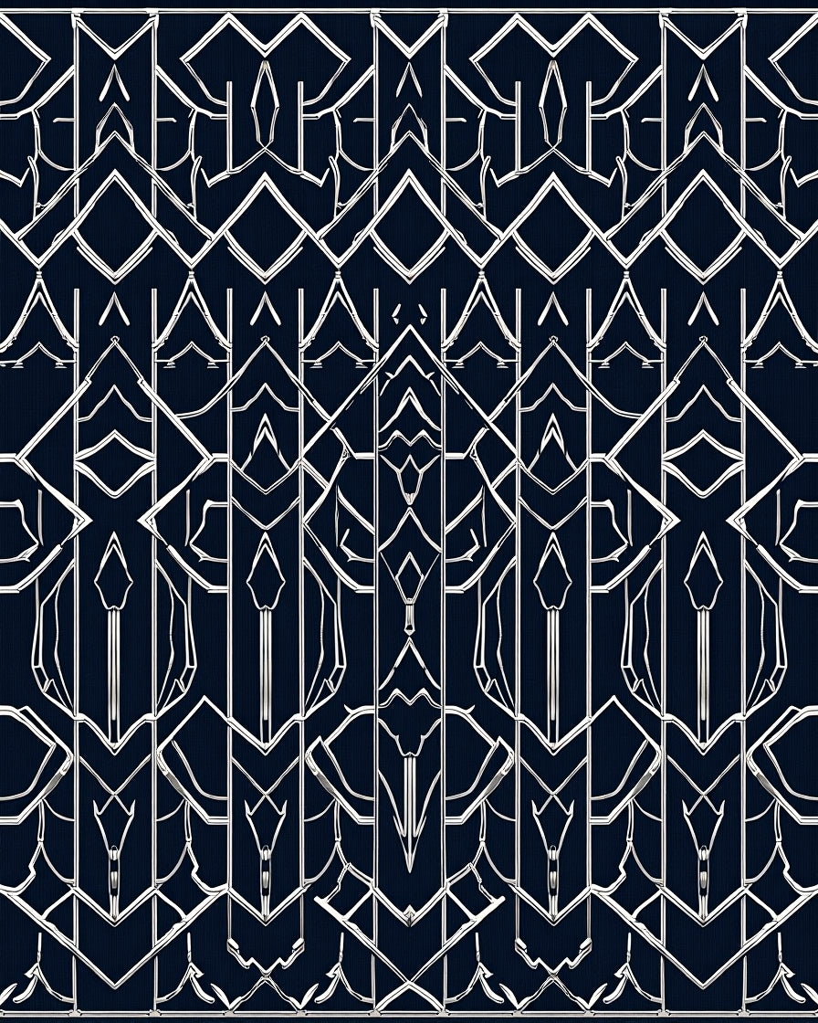 Bold Geometric Art Deco Outline Design Rug