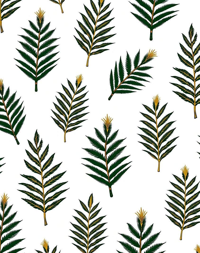 Dark Green Fern Frond Scatter Rug