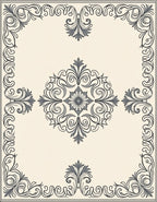 Ornate Floral Scrollwork Design Rug