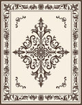 Ornate Brown Cream Floral Medallion Rug
