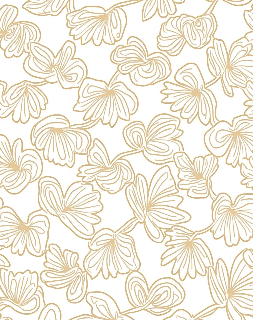 Gold Line Art Floral Pattern Rug