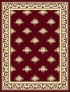 Elegant Burgundy Fan Motif Rug