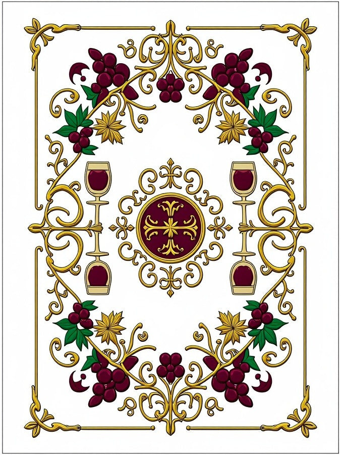 Ornate Gold Grape Vine Pattern Rug