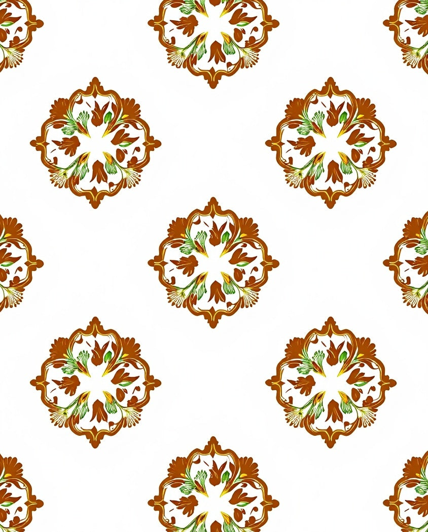 Brown Floral Medallion Pattern Rug