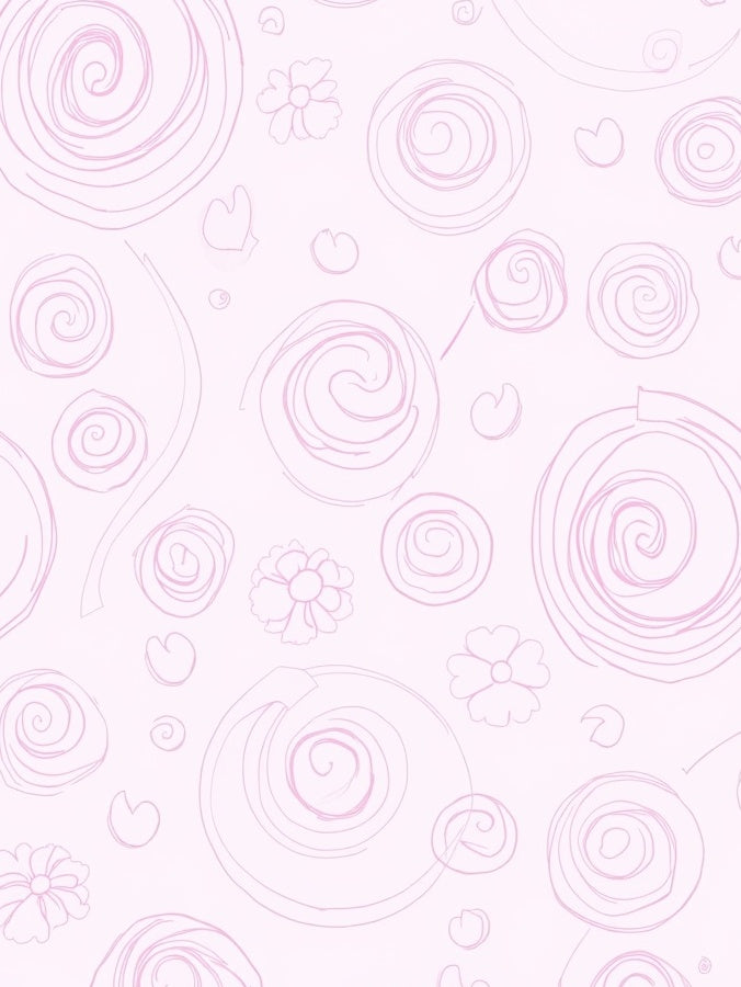 Light Pink Swirl and Floral Design Rug