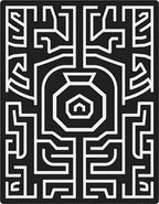 Abstract Black White Maze Pattern Rug