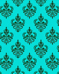 Classic Teal Black Damask Pattern Rug