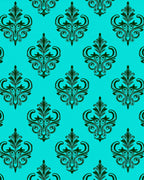 Classic Teal Black Damask Pattern Rug