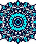 Bold Teal Snowflake Mandala Design Rug