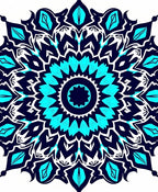 Bold Teal Snowflake Mandala Design Rug