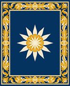 Ornate Floral Medallion Border Design Rug