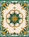 Emerald And Gold Floral Centerpiece Rug