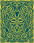 Artistic Yellow Teal Floral Pattern Rug